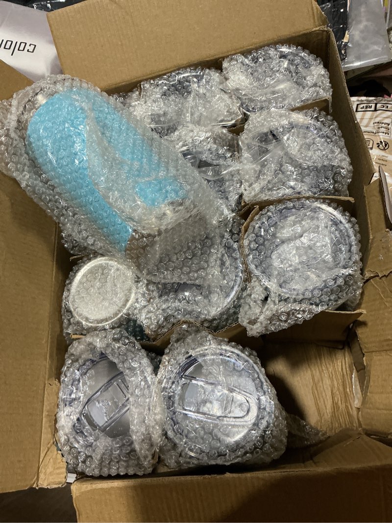 Condition photo showing As Is for 20 oz Tumbler Bulk with Lid Stainless Steel Insulated Tumblers Double Wall Vacuum Coffee Mug Powder Coated Tumbler Cups for Cold and Hot Drinks, Sky Blue, 12 pack Sky Blue 12