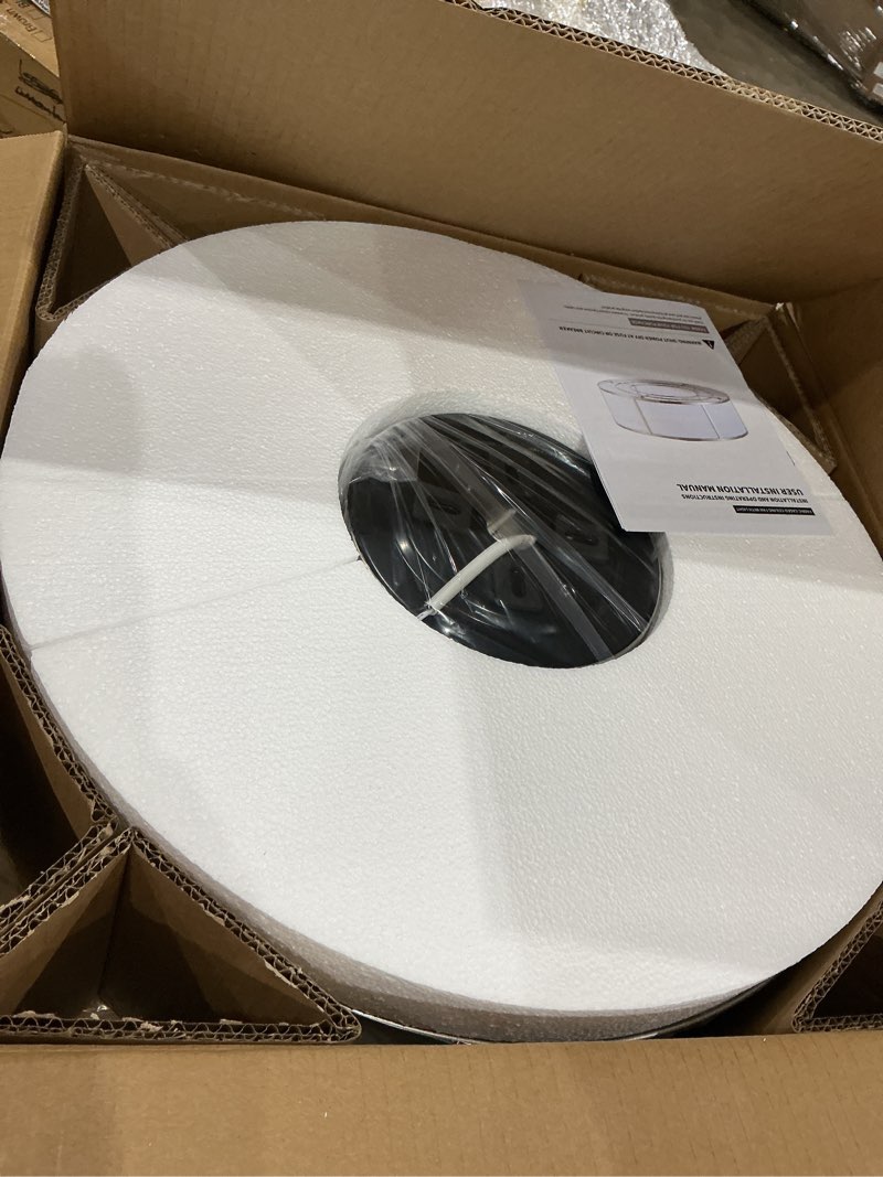 Condition photo showing Good Condition for hummingbird 20inch low profile caged ceiling fans with lights, flush mount ceiling fan with lights and remote, bladeless modern enclosed with 6 speeds for bedroom, kitchen, gold