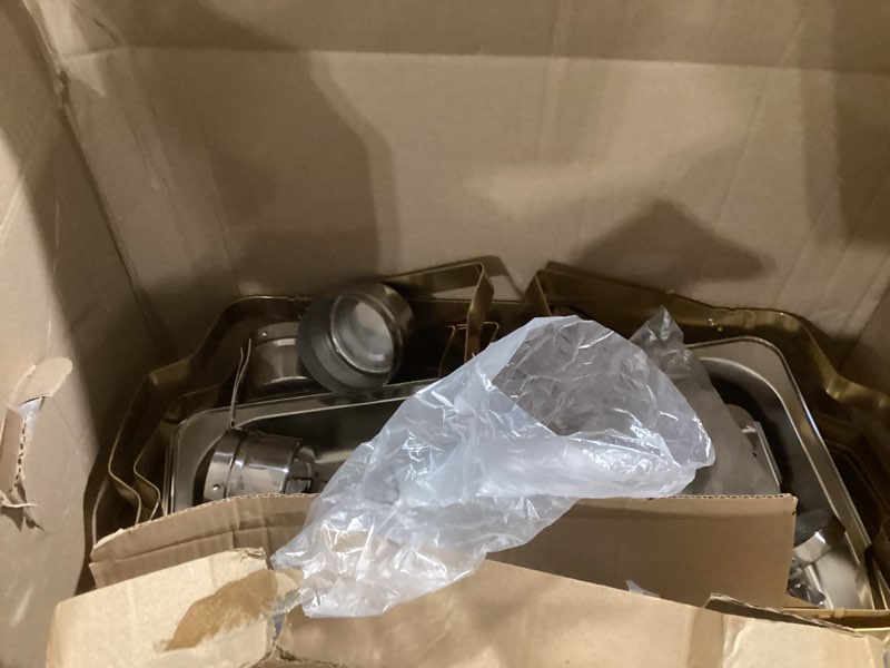 Condition photo showing Good Condition for rovsun chafing dishes for buffet 4 pack, 9qt chafing dishes [elegant gold & silver] with rolled-edge design, catering chafer warmer set with folding frame for party wedding banquet