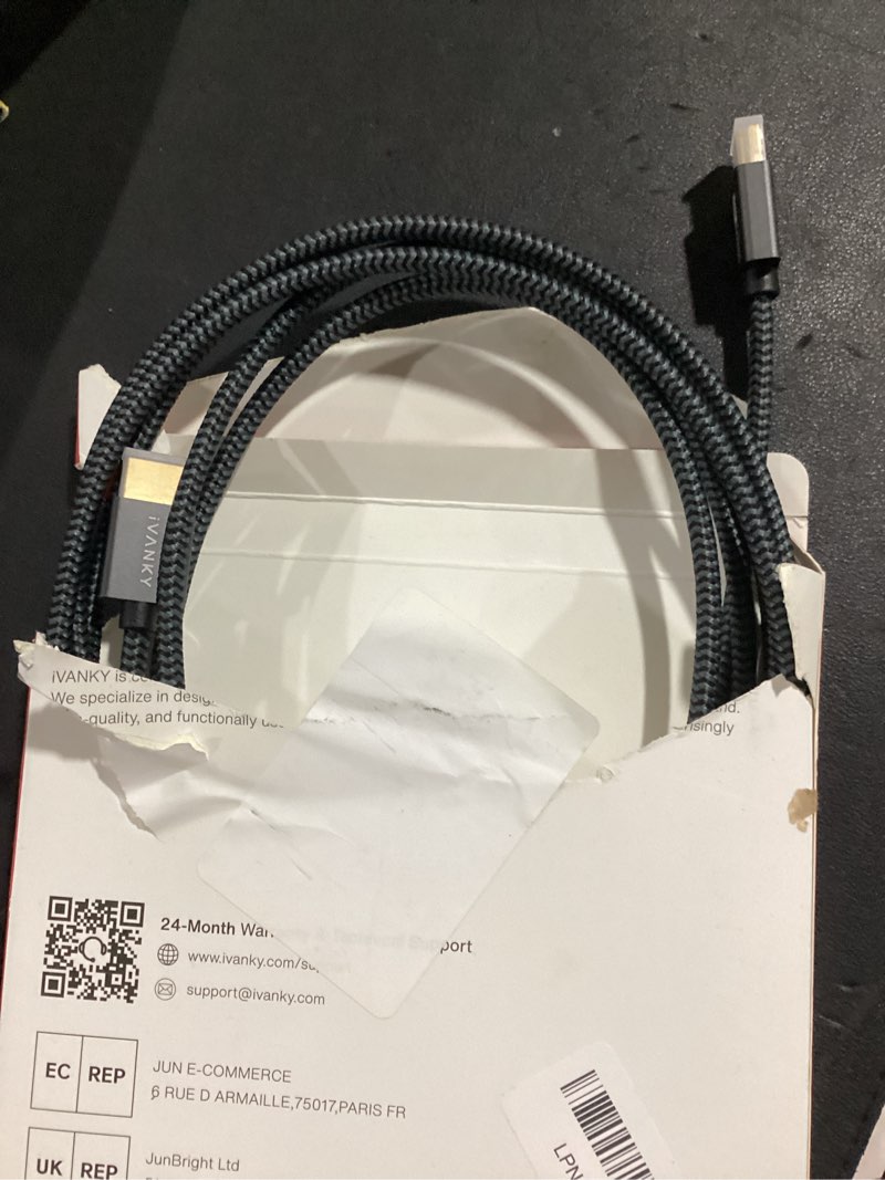 Condition photo showing Good Condition for ivanky 10k 8k hdmi cable 10 ft, 48gbps hdmi 2.1 cable 10ft ultra high speed, 8k@60hz, 4k@120hz, hdr/earc/hdcp 2.2&2.3, braided hdmi cord 10ft compatible for roku tv/ps5/xbox/laptop/monitor/pc/switch 10 feet grey 1