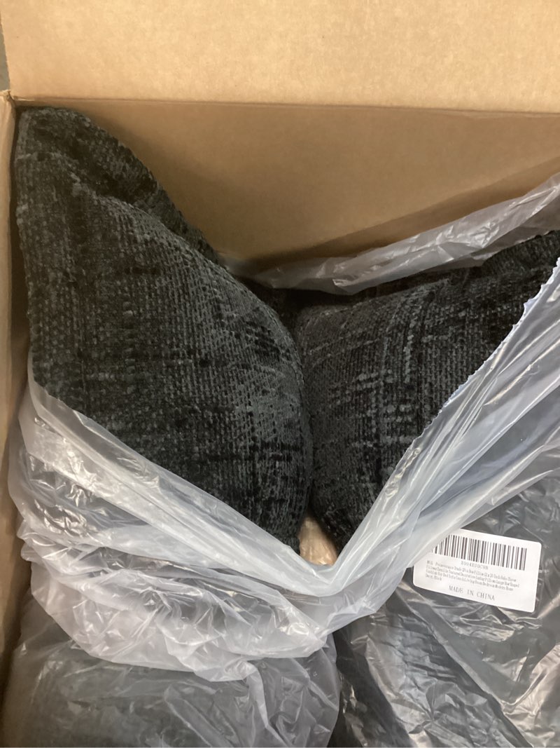 Condition photo showing Good Condition for 2pcs bow pillow 12 x 20 inch boho decorative throw pillows chenille textured lumbar pillows large bow shaped cushion for bed sofa couch living room bedroom home car decor, black