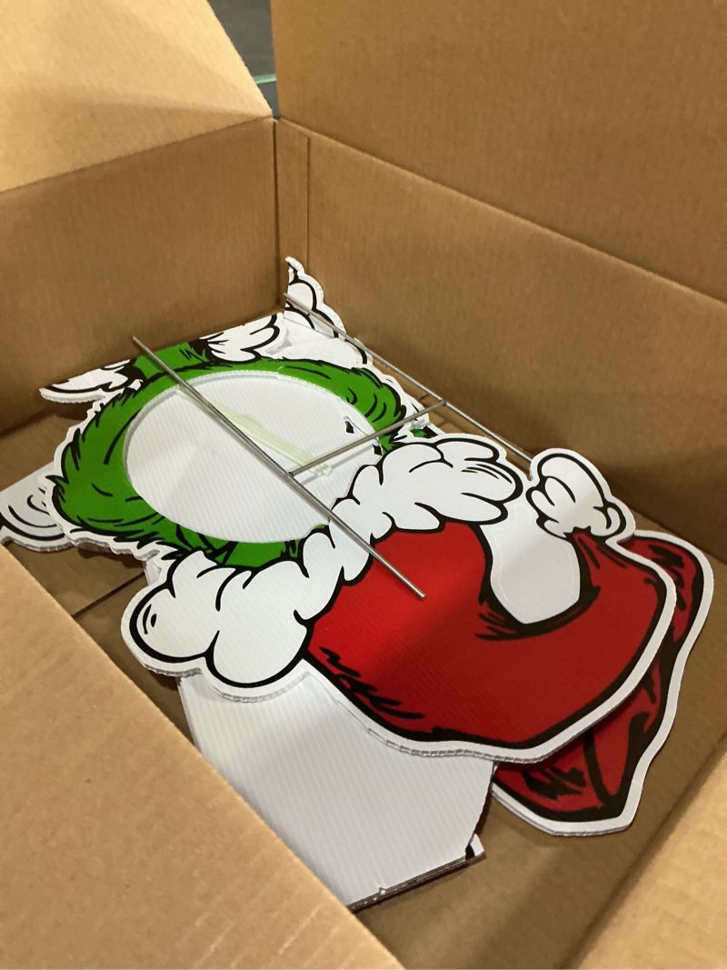 Condition photo showing Good Condition for Christmas Outdoor Decorations, Holiday Yard Sign with Stakes, Cartoon Face in Hole Photo Props Garden Lawn Decorative Signs, Christmas Tree Topper Ornaments Party Decor Supplies Stand