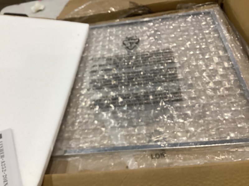 Condition photo showing New/Like New for 20" chrome square flush mount crystal ceiling light for flat ceilings, requires 12 g9 bulbs (not included), sparkling glass chandelier for living room/dining room, 28" diagonal