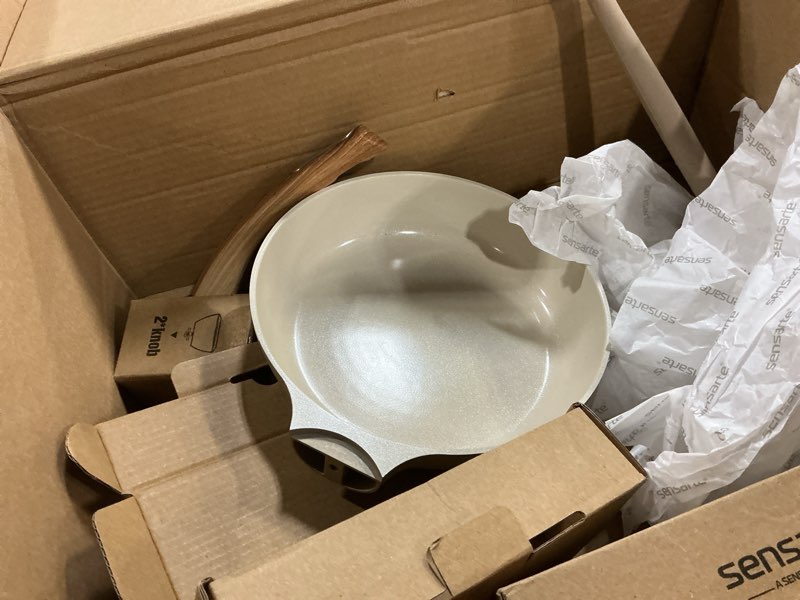 Condition photo showing As Is for SENSARTE Ceramic Pots and Pans Set Nonstick, Kitchen Cookware Sets, 14-Piece Induction Cookware, Non-toxic Healthy Non Stick Cooking Set, with Frying Pans Set, PFAS PTFE PFOA PFOS Free