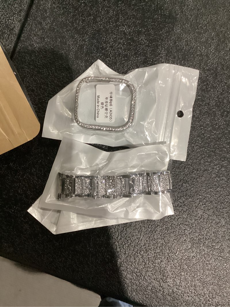 Condition photo showing Good Condition for lamshaw compatible with amazfit bip 6 band, jewelry bling diamond metal dressy strap with with bling pc protective case compatible with amazfit bip 6 46mm smart watch silver