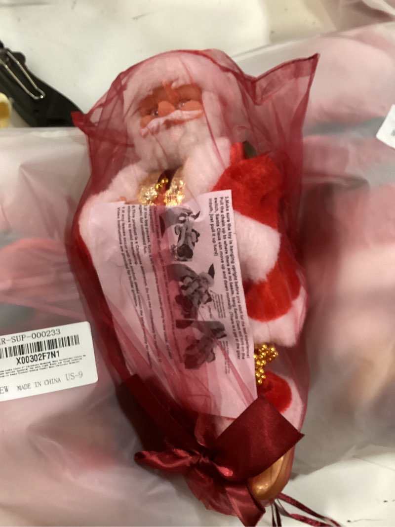 Condition photo showing Good Condition for Climbing Santa Claus 9" Christmas Ornament Xmas Decoration Climbs Up and Down Battery Operated Toy with Light Music and Sound Animated Climbing on Beads Musical Moving Figure Xmas Christmas Ornament