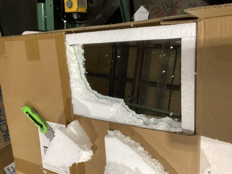 Condition photo showing New/Like New for frameless mirror for bathroom vanity,with polished edge,hangs horizontally or vertically,entryways,room,shatterproof (y-12x16in)