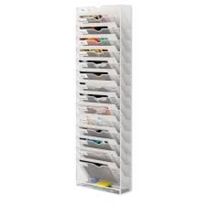 16-slot wall mount file organizer, metal document rack, durable & versatile hanging wall organizer f