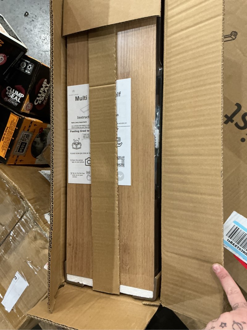 Condition photo showing New/Like New for INHABIT UNION Oak Floating Shelves for Wall?24in Wall Mounted Display Ledge Shelves Perfect for Bedroom, Bathroom, Living Room and Kitchen Decoration Storage (Oak, Set of 2) Oak 24 Inch