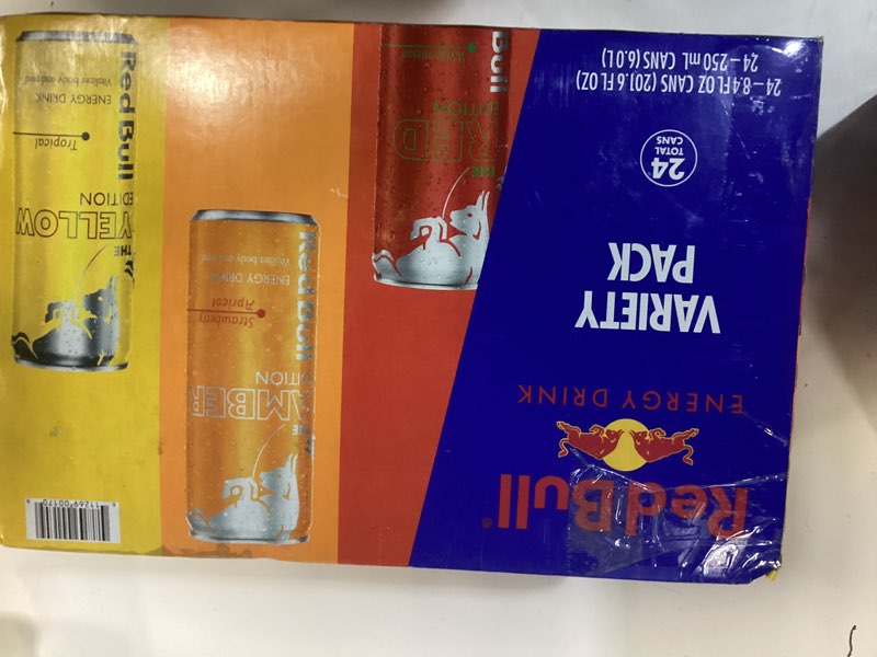 Condition photo showing New/Like New for 06/01/26)Red Bull Energy Drink Variety Pack, Red Bull Red, Yellow, and Amber Edition and Energy Drinks, 8.4 Fl Oz, 24 pack Cans Variety 8.4 oz., 24pk, (1x24)