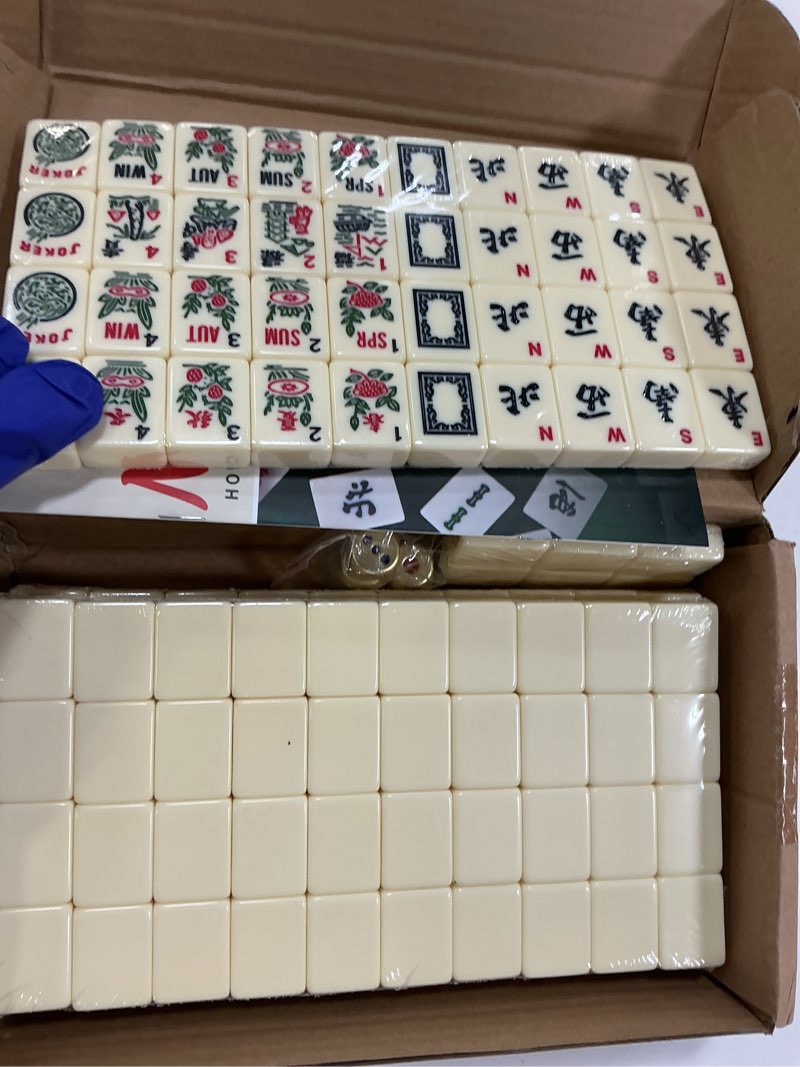 Condition photo showing Good Condition for american mahjong tiles,166 quality ivory tiles with 3 golden dices & rules instruction (mahjong tiles, ivory) ivory mahjong tiles