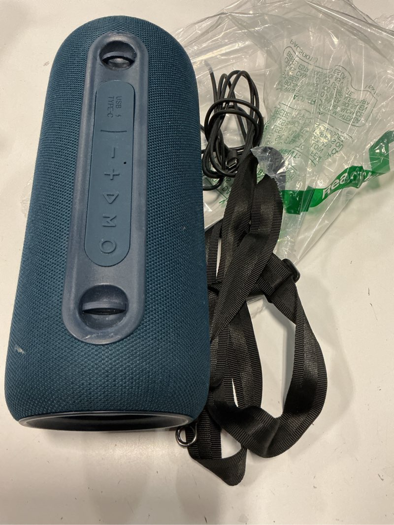 Condition photo showing As Is for passau portable bluetooth speakers 40w peak loud stereo sound, passive radiators-deep bass, all day playtime, adjustable strap, bt5.3, ipx5 wireless speaker rgb lights for indoor outdoor-blue
