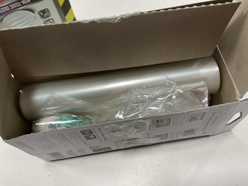 Condition photo showing As Is for duck brand 62 in. x 420 in. rolled insulation film window kit, fits up to 10 windows