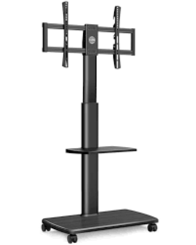FITUEYES Universal Mobile TV Stand , Rolling TV Cart for 32-70 inch Flat Curved Screen TVs up to 88lbs, Floor TV Stand Trolley with Adjustable Height for Home Office, Max VESA 600x400,(Black)