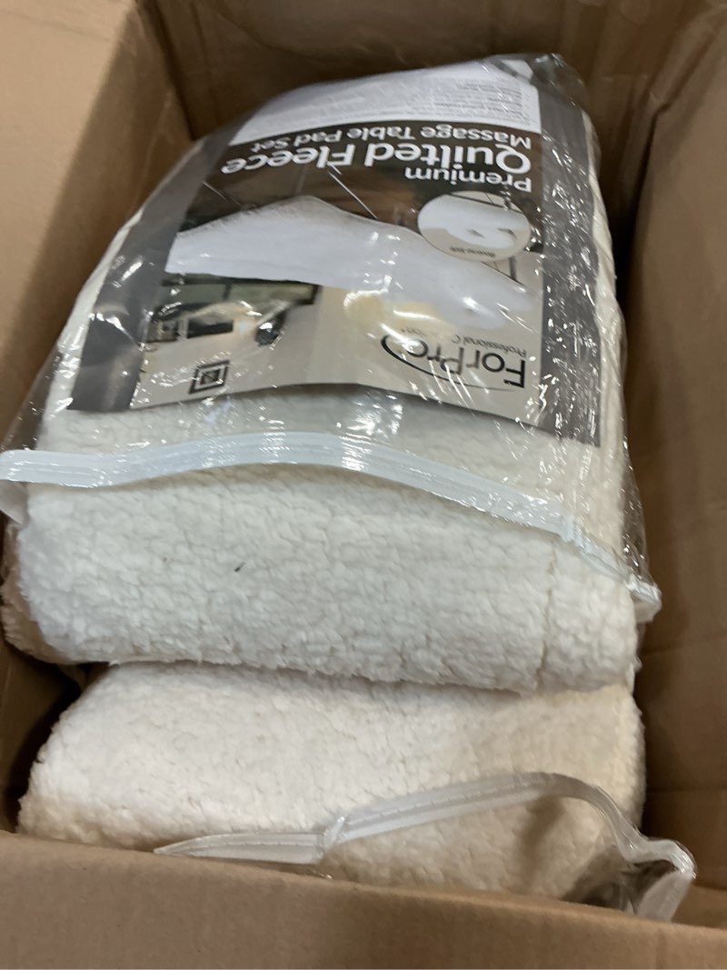 Condition photo showing As Is for ForPro Premium Quilted Fleece Table Pad Set, Natural, Extra Soft, Hypoallergenic, for Massage Tables, Includes Massage Table Pad and Face Rest Cover