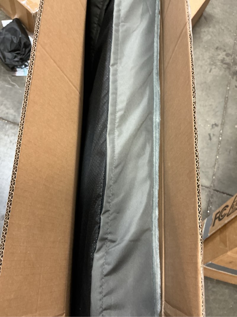 Condition photo showing As Is for 54 inch Heavy Duty Indestructible Dog Crate with Mat, Escape Proof Dog Cage Kennel with Lockable Wheels, High Anxiety Double Door, Extra Large Crate Indoor for Large Dog with Removable Tray(incomplete box 2/2)