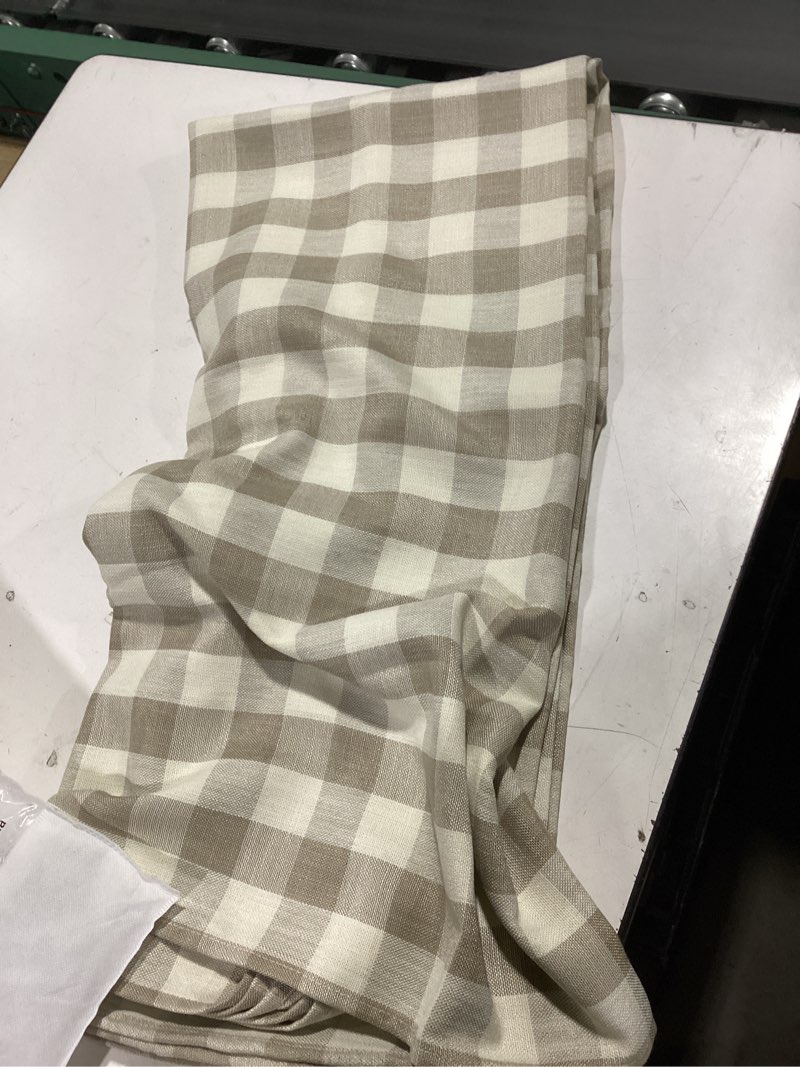 Condition photo showing As Is for gingham tablecloth rectangle 60"x 75", beige outdoor cotton linen buffalo checkered table cloth, heavy duty wrinkle free farmhouse plaid table cover for kitchen dining picnic holiday beige 75" x 60" (rectangular)