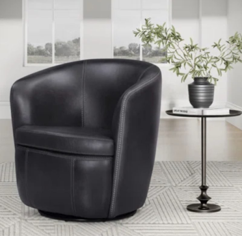 azurdee top grain 100% genuine italian leather swivel barrel chair
