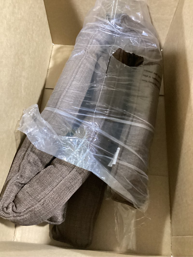 Condition photo showing As Is for home district sliding door draft stopper - glass door draft blocker, patio under door draft stopper, door air blocker draft dodger - approx. 71" long - brown tweed