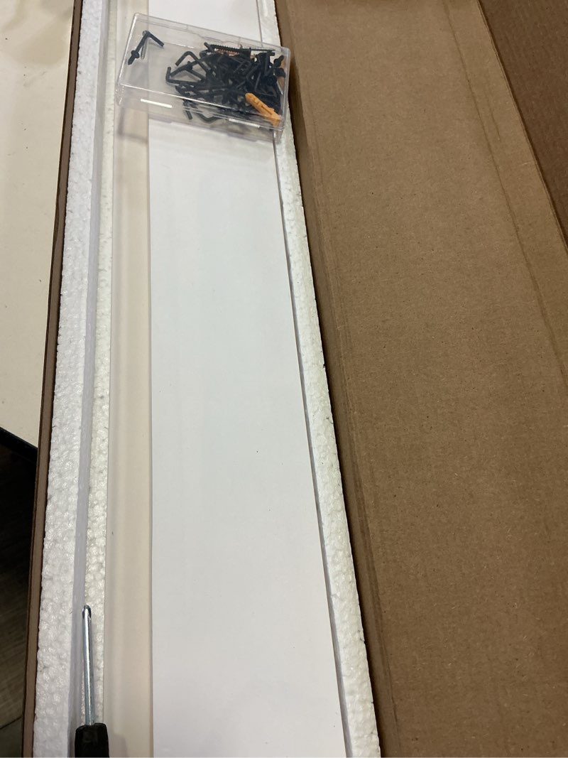 Condition photo showing As Is for Wooden Medal Hanger Display Trophy Holder Shelf with 25/37/49/65/83 Hooks Wall Mount Ribbon Holder Gift for Gymnastics Running Soccer Awards White Shelf Black Hooks 2ft/24inch