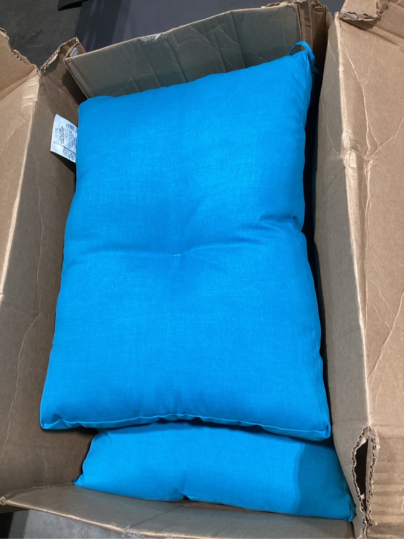 Condition photo showing Good Condition for arden outdoor plush modern tufted chaise cushion, 76 x 22, rain-proof, fade resistant, tufted cushion for chaise lounger lake blue leala