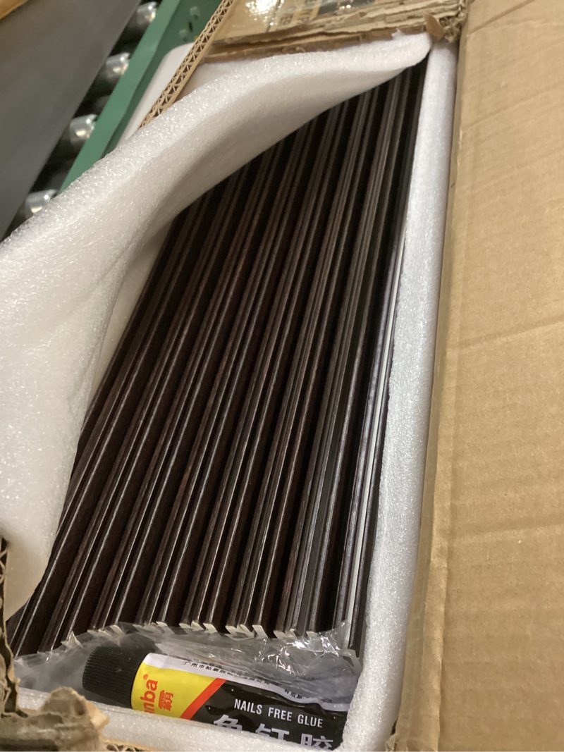 Condition photo showing Good Condition for Art3d WPC Wainscoting Panels, 16-Pack 48 x 6 Inch 3D Wall Accents for Interior Wall Decor, Living Room, Bedroom, Walnut 48" * 6" Walnut 16
