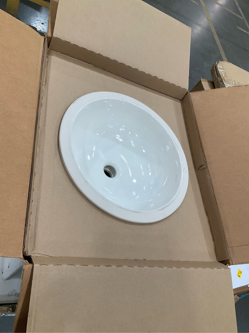 Condition photo showing Good Condition for kohler k-29000-96 caxton undercounter bathroom sink, round, biscuit