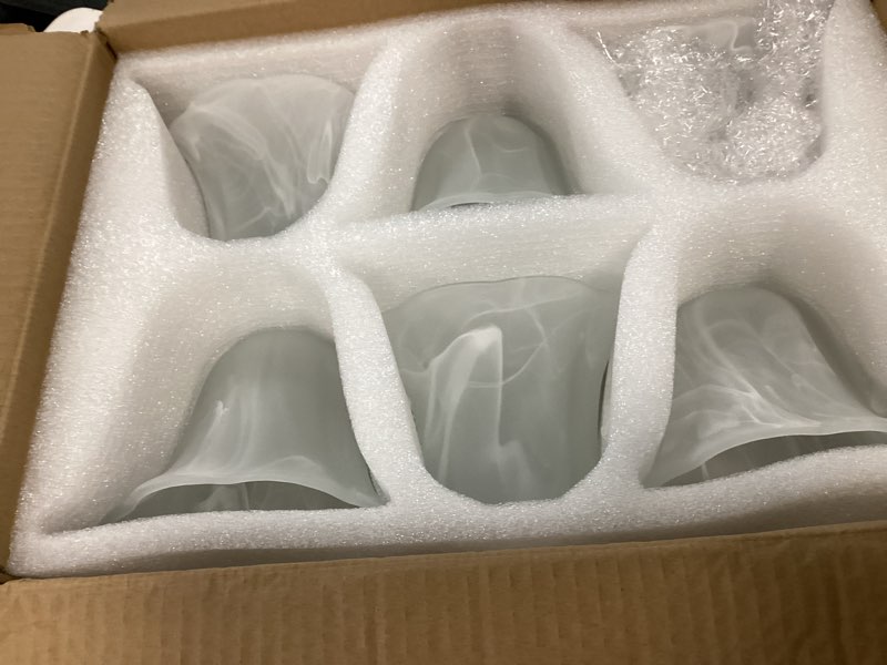 Condition photo showing New/Like New for teenyyou 6 pcs marble flower bell shaped glass lamp shade replacement globe ceiling fan light cover with 1-5/8'' (42mm) fitter for chandelier wall sconce pendant light bathroom vanity fixture 6 marble flower