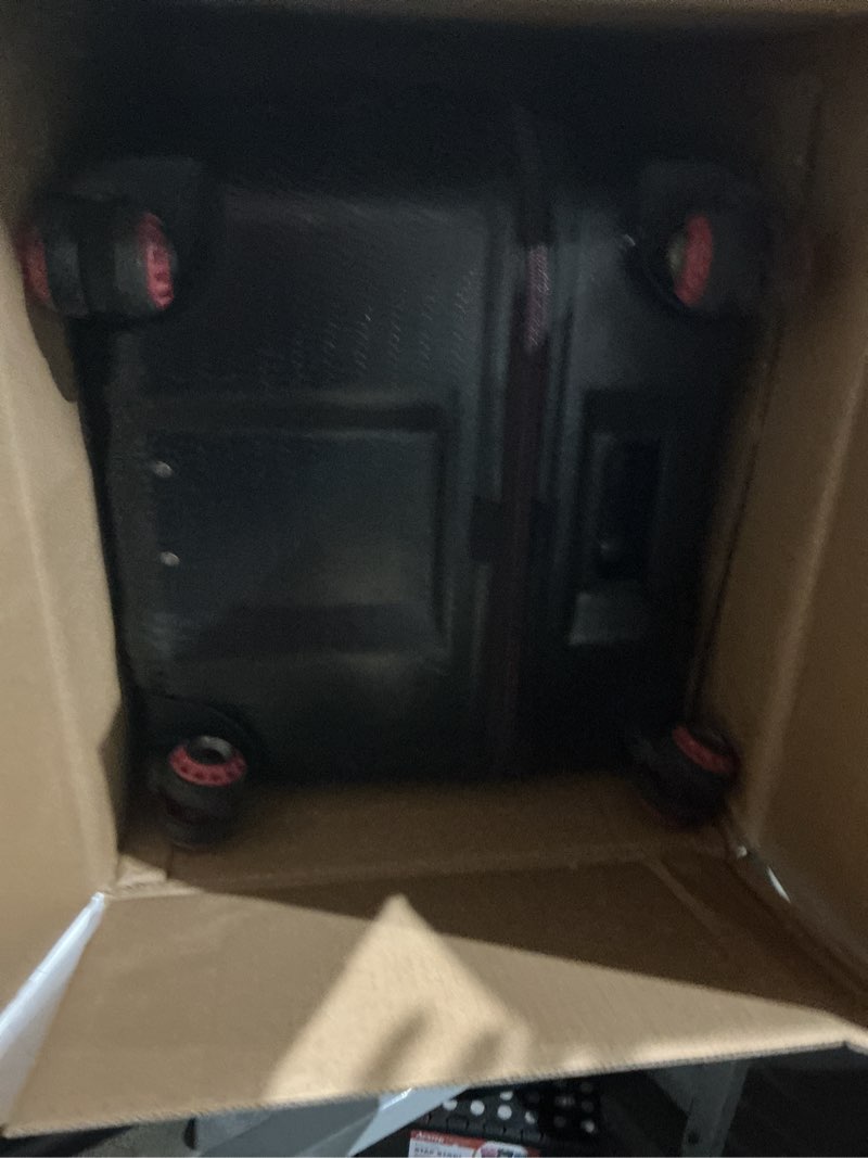 Condition photo showing As Is for traveler's choice maxporter ii polycarbonate hardside trunk with spinner wheels, black, 31-inch large trunk | luggage, spinner, trunk 31-inch large trunk black