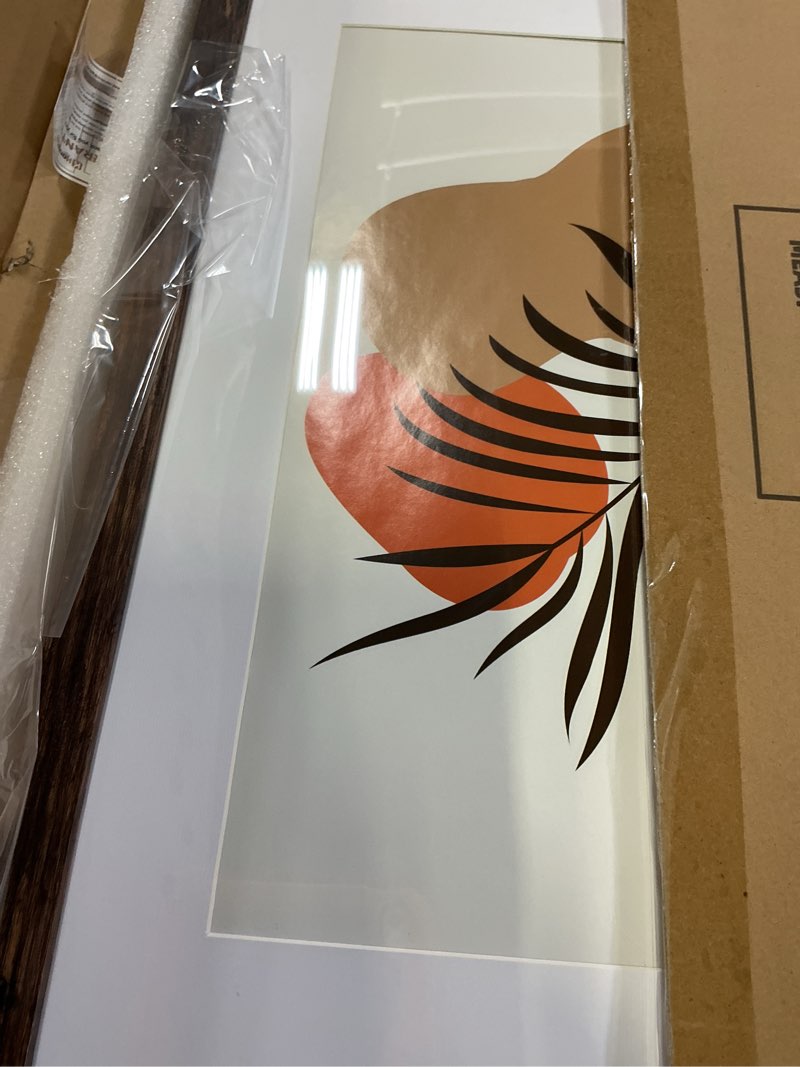 Condition photo showing Good Condition for 16x24 Frame Set of 2, Rustic Brown Wood Style - Display 16 x 24 Picture without Mat or 12x18 Picture with Mat, Wall Mounting Horizontal and Vertical Rustic Brown 16x24 in