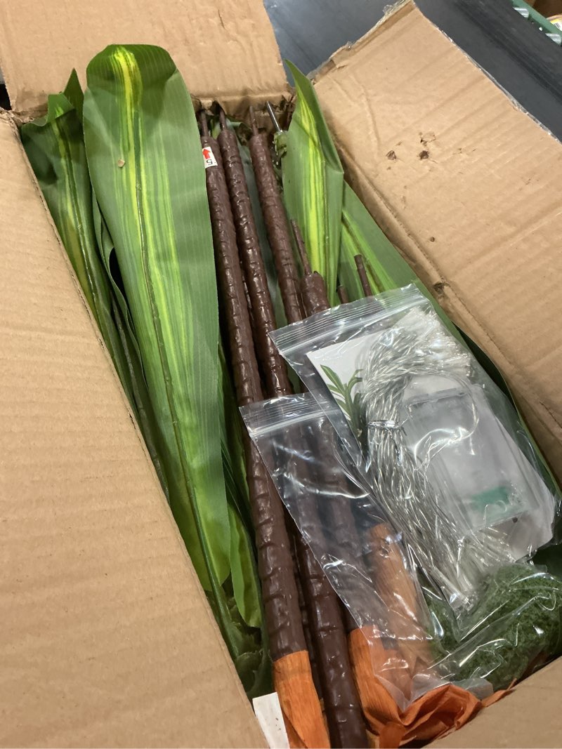 Condition photo showing As Is for Artificial Dracaena Tree Indoor, 5Ft Faux Plants Indoor with Black Tall Planter - Faux Yucca Tall Fake Floor Plant in Pot - Artificial Plant for Home Office Living Room Decor Indoor