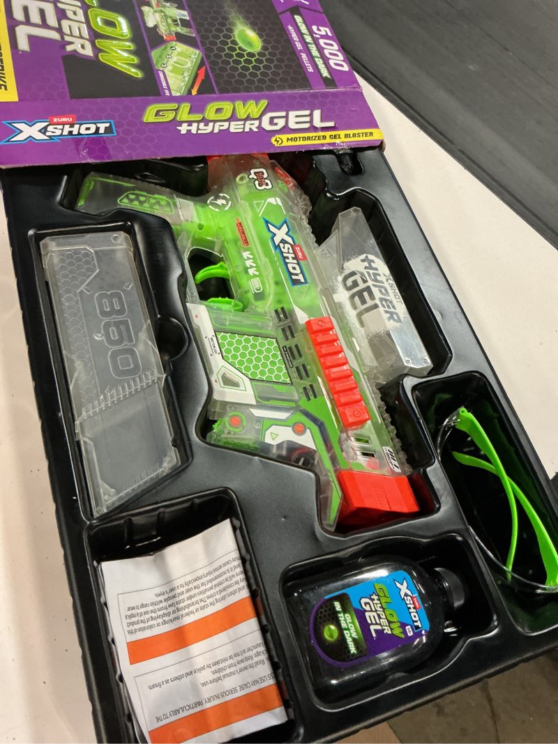 Condition photo showing As Is for xshot hyper gel glow nightstrike blaster by zuru glow in the dark blaster with 5,000 gel pellets for ages 14+