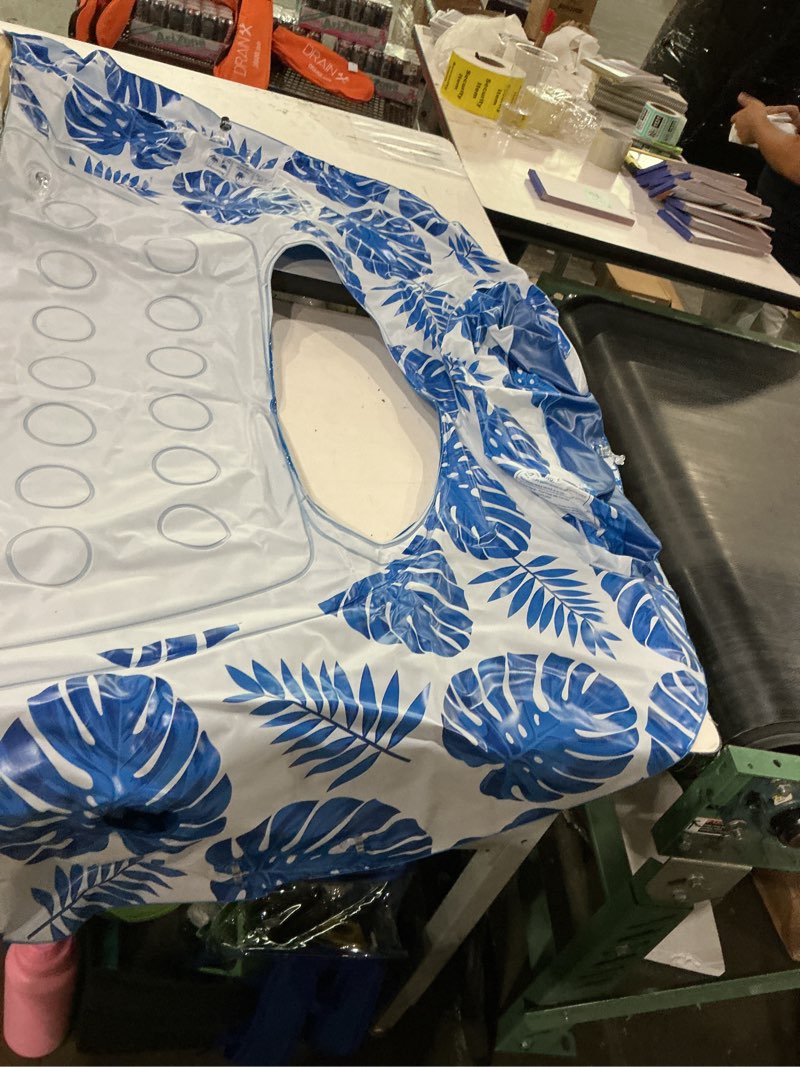 Condition photo showing As Is for coolcooldee pool float with canopy for adults,inflatable lounge chair with upf 50+ sun protection,backrest and legrest,blue