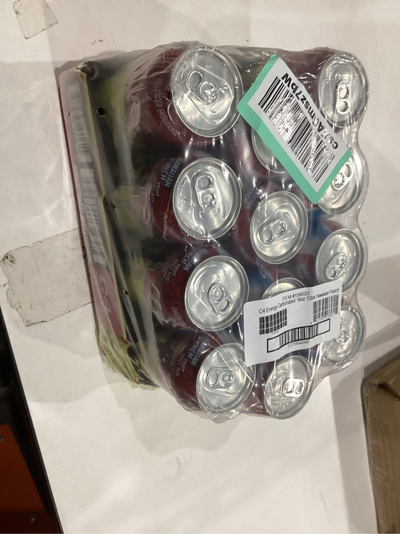 Condition photo showing New/Like New for Cellucor C4 Performance Energy Drink | HAWAIIAN PUNCH | Zero Sugar Carbonated Preworkout Energy | 200mg Caffeine with Beta Alanine | 16 Fl Oz (12 Pack) C4 HAWAIIAN PUNCH™ 16 Fl Oz (Pack of 12)