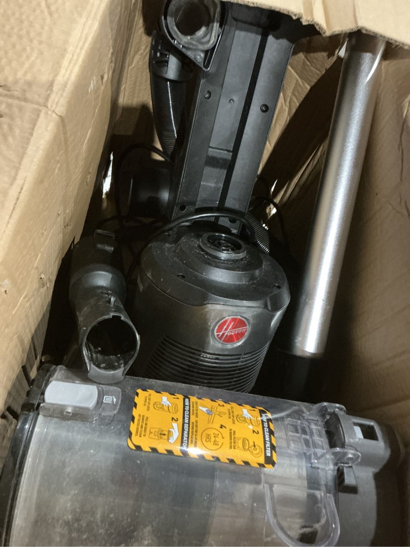 Condition photo showing As Is for hoover windtunnel swivel pet bagless upright vacuum cleaner forhome use on carpet and hard floors, corded upright vacuum cleaner for pet hair, lightweight design, swivel steering