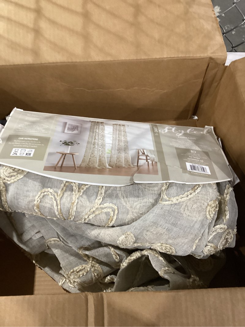 Condition photo showing New/Like New for Embroidered Sheer Curtains Curtains for Bedroom Non Black Out Curtains Room Decor Floral Linen Curtains Bedroom Curtains Grommet Curtains 84 Inches Long 38 Inch Set of 2 Curtains Panels in Linen