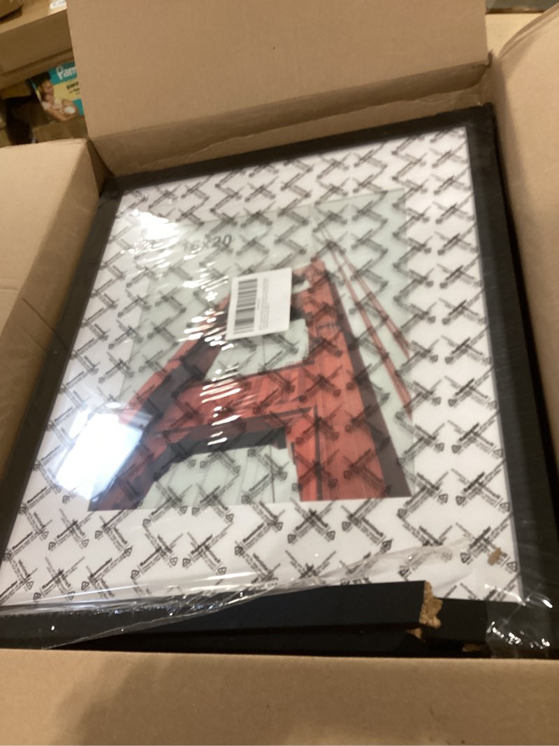 Condition photo showing As Is for wiscet 16x20 picture frame set of 3, display pictures 11x14 with mat or 16 x 20 poster frame without mat, wall gallery photo frames, black black 16x20