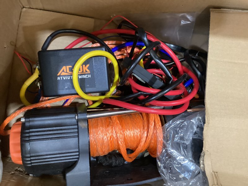 Condition photo showing Good Condition for ac-dk 5500 lb atv/utv winch synthetic rope kits, 12v winch with wireless remote for off road trailer boat rv towing winches, waterproof winch with mounting plate and wired remote 5500 lb synthetic rope