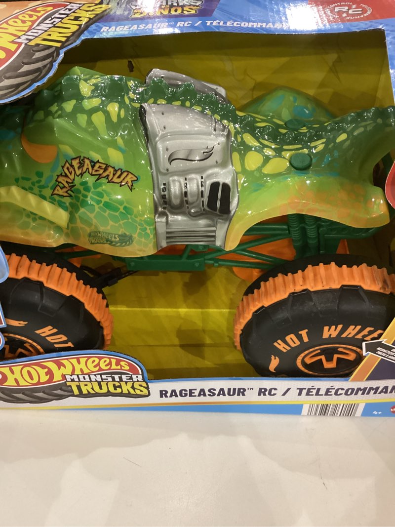 Condition photo showing Good Condition for Hot Wheels Monster Trucks Remote-Control Toy Vehicle, 1:15 Scale Rageasaur RC with Grip Action Tires for Off-Roading & Wheelie Stunting