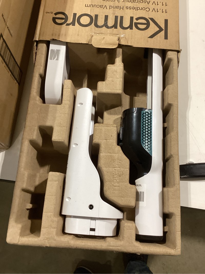 Condition photo showing As Is for kenmore hv3005 11.1v brushless cordless handheld vacuum cleaner lightweight versatile and portable hand vac powerful suction with 2-speed power control for pet hair, one-touch empty for car & home