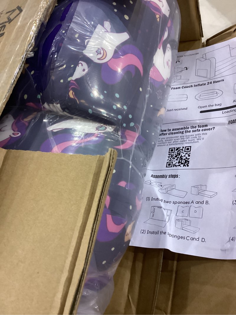 MeMoreCool Folding Kids Couch – 2-in-1 Toddler Sofa Bed & Lounge Chair | Astronaut Print | Fold-Out 