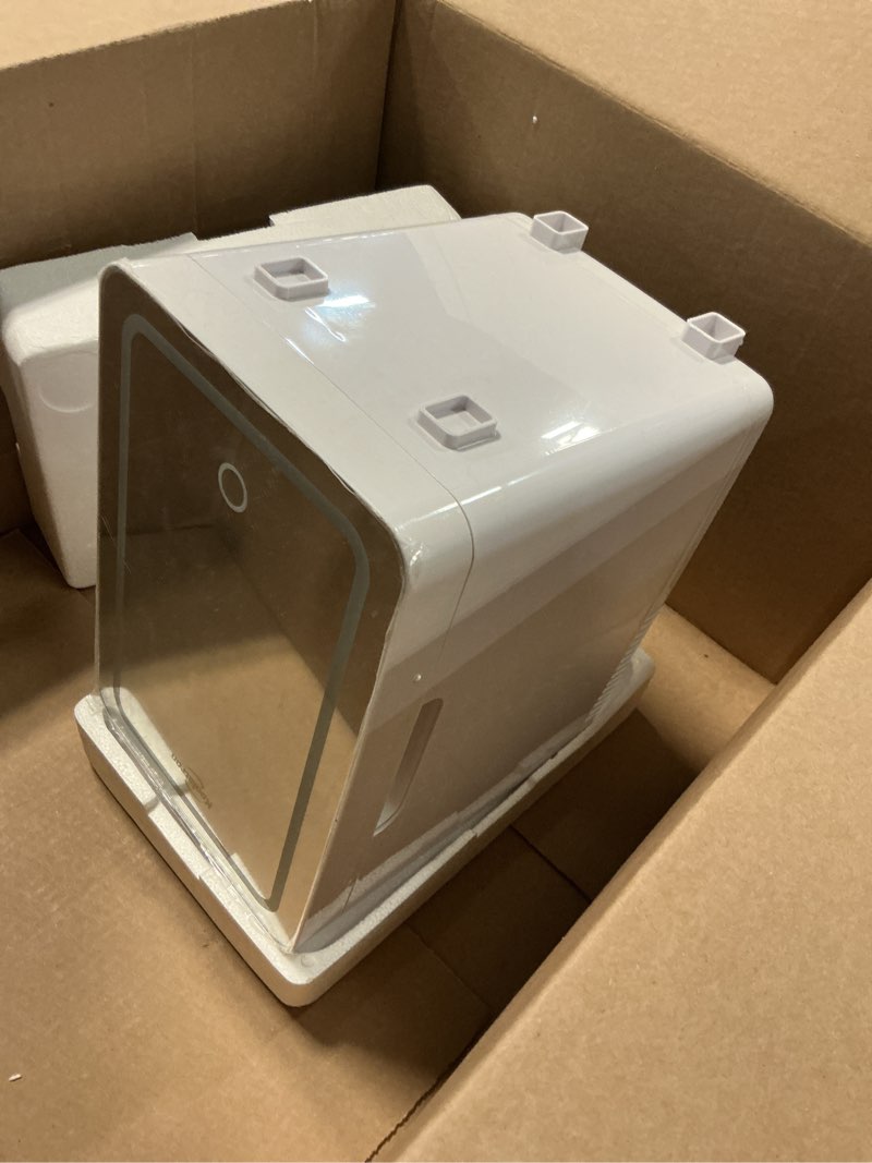 Condition photo showing As Is for koolatron mirrored led mini cooler/mini fridge for cosmetics, beverages, food, or medicines (6 liters/6.3 quarts)