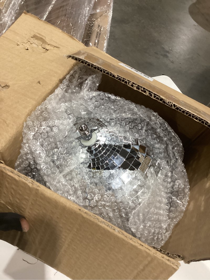 Condition photo showing Good Condition for stainless steel disco ball style globe - 12" silver party decor for dj booths, weddings, nightclubs, events & home use
