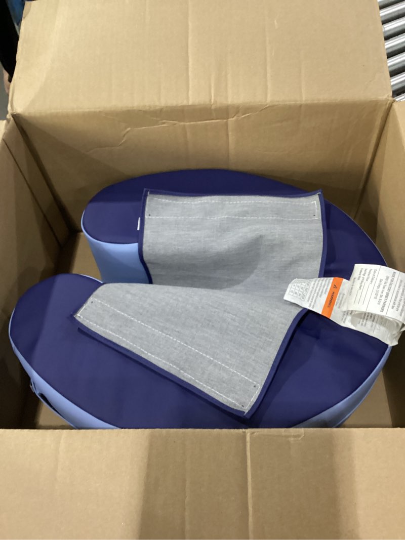 Condition photo showing As Is for fdp softscape sit and support ring for babies and infants learn to sit, balance, strengthen muscles, cushioned foam floor seat with non-slip bottom for nursey, playroom, daycare - navy/powder blue