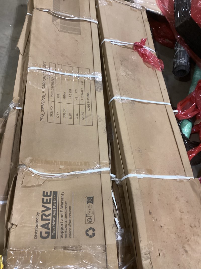 Condition photo showing As Is for incomplete 4/6 boxes GarveeLife 12x20 FT Metal Carport