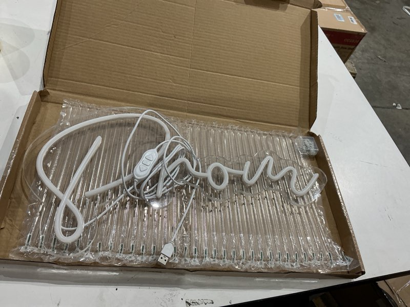 Condition photo showing As Is for led prom sign 20.08 x 10.43 inches acrylic prom light up sign graduation party decoration neon graduation grad prom sign letter backdrop