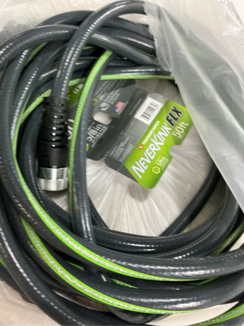 Condition photo showing New/Like New for neverkink neverkinkflx 5/8-in x 50-ft premium -duty kink free hybrid polymer gray hose