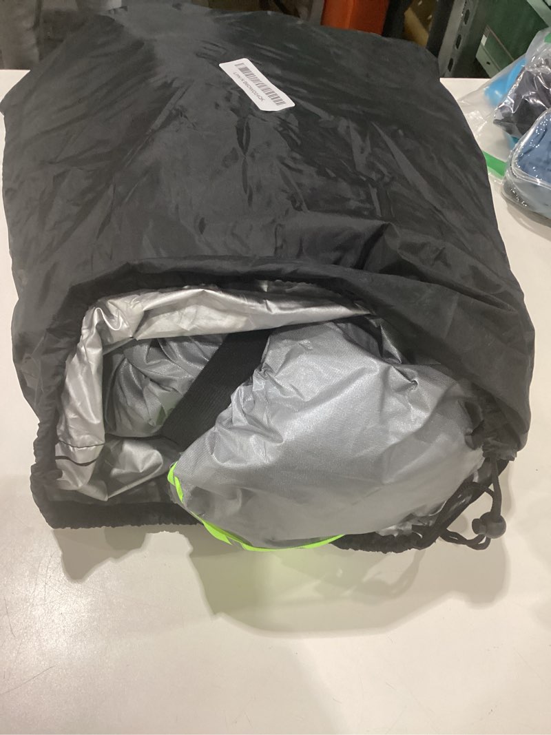 Condition photo showing Good Condition for Half Car Cover Snow, Windshield & Sunroof Cover for Ice and Snow with Green Reflective Strip, Hail Protector Car Cover Waterproof All Weather for Snow, Sun, Rain, Dust, Fit Sedan Universal Sedan(see size table)