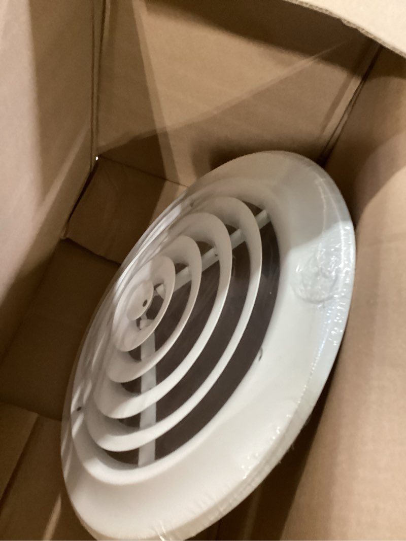 Condition photo showing Good Condition for hvac premium 10'' [neck size] round steel ceiling diffuser - easy air flow - hvac vent duct cover [white] - [outer dimensions: 14''] 10"