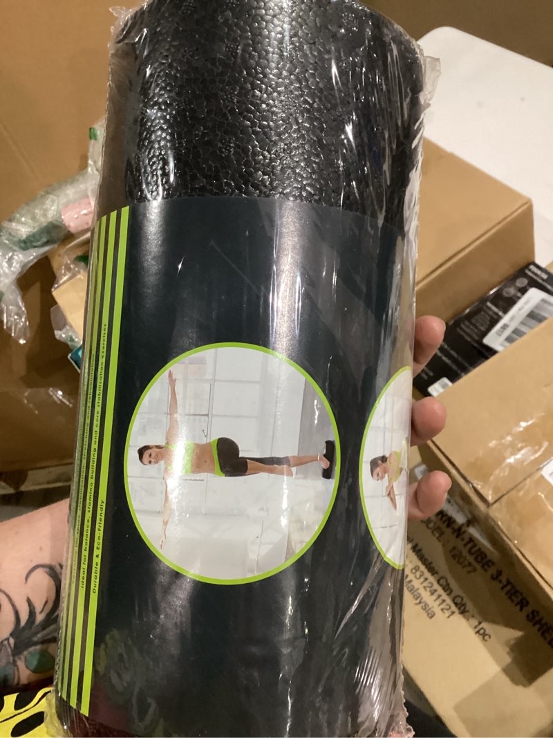 Condition photo showing New/Like New for ProsourceFit High Density Foam Rollers - inches long. Firm Full Body Athletic Massager for Back Stretching, Yoga, Pilates, Post Workout Trigger Point Release Black - 12" X 3"
